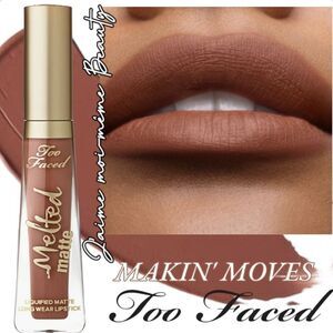 Too Faced Liquid Plumping Matte Lipstick Makin Moves (Deep Nude Rosey Brown)